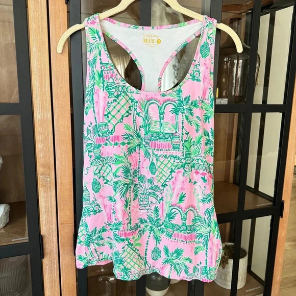 Lilly Pulitzer Tank Top Luxletic X Meryl Mina Built in bra UPF 50 active workout - Picture 1 of 8
